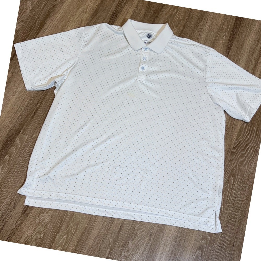 Kilburne+Finch Mens 3XL White Micro Dot Performance Short Sleeve Polo‎ Shirt